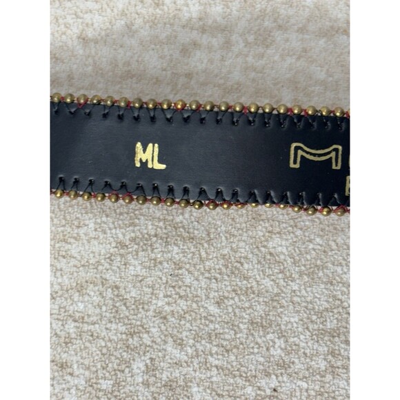 VTG Y2k Elite Freso Belt Leather Multicolor Brass Buckle Waist Women Size Medium - Picture 10 of 11